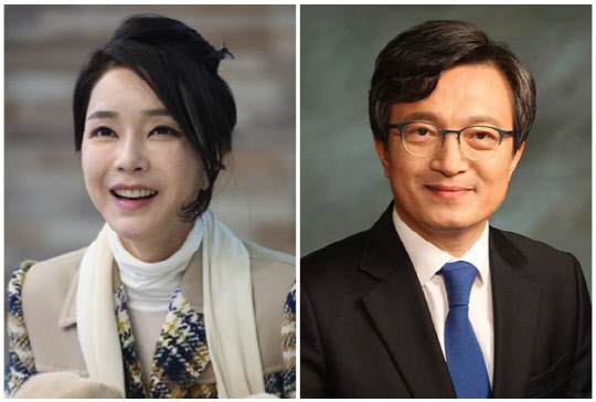 윤석열 대통령 부인 김건희 여사(왼쪽)와 김의겸 더불어민주당 대변인. <대통령실, 김의겸 의원실 제공>